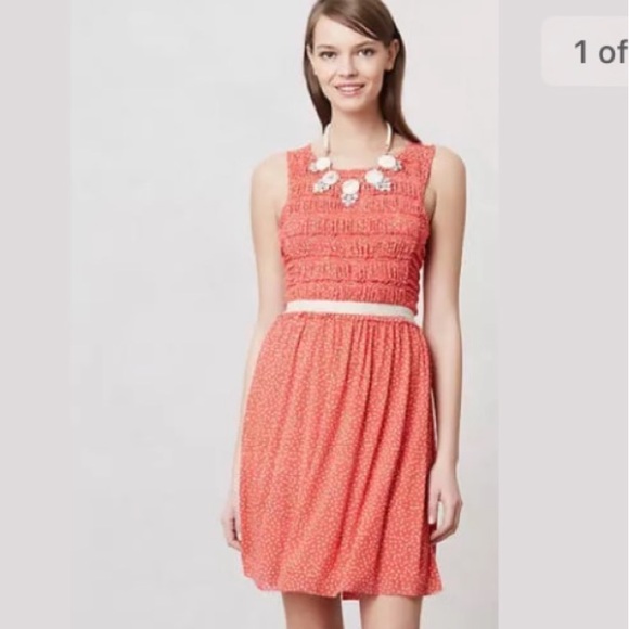anthropologie orange polka dot dress Anthropologie Size XXS Blue & Orange Polka